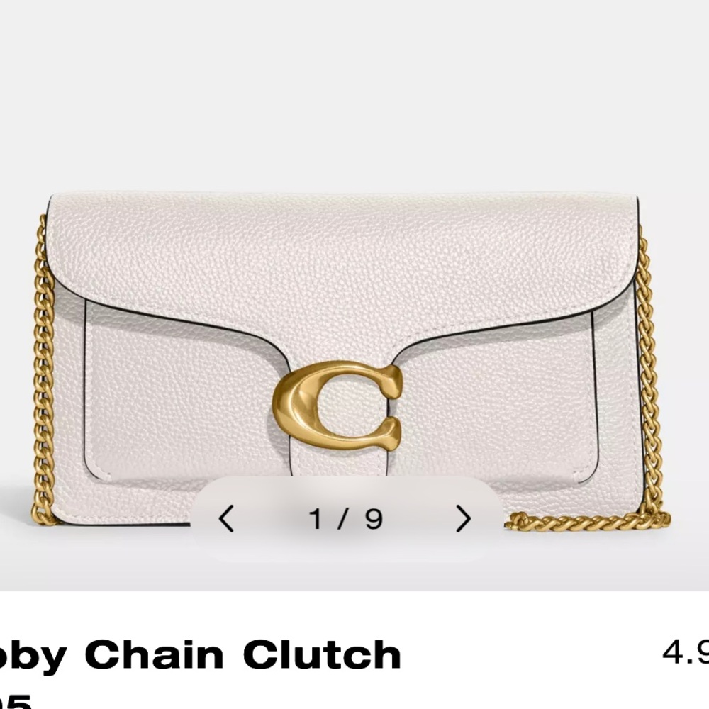 Coach Tabby Clutch in Chalk with Brass Chain